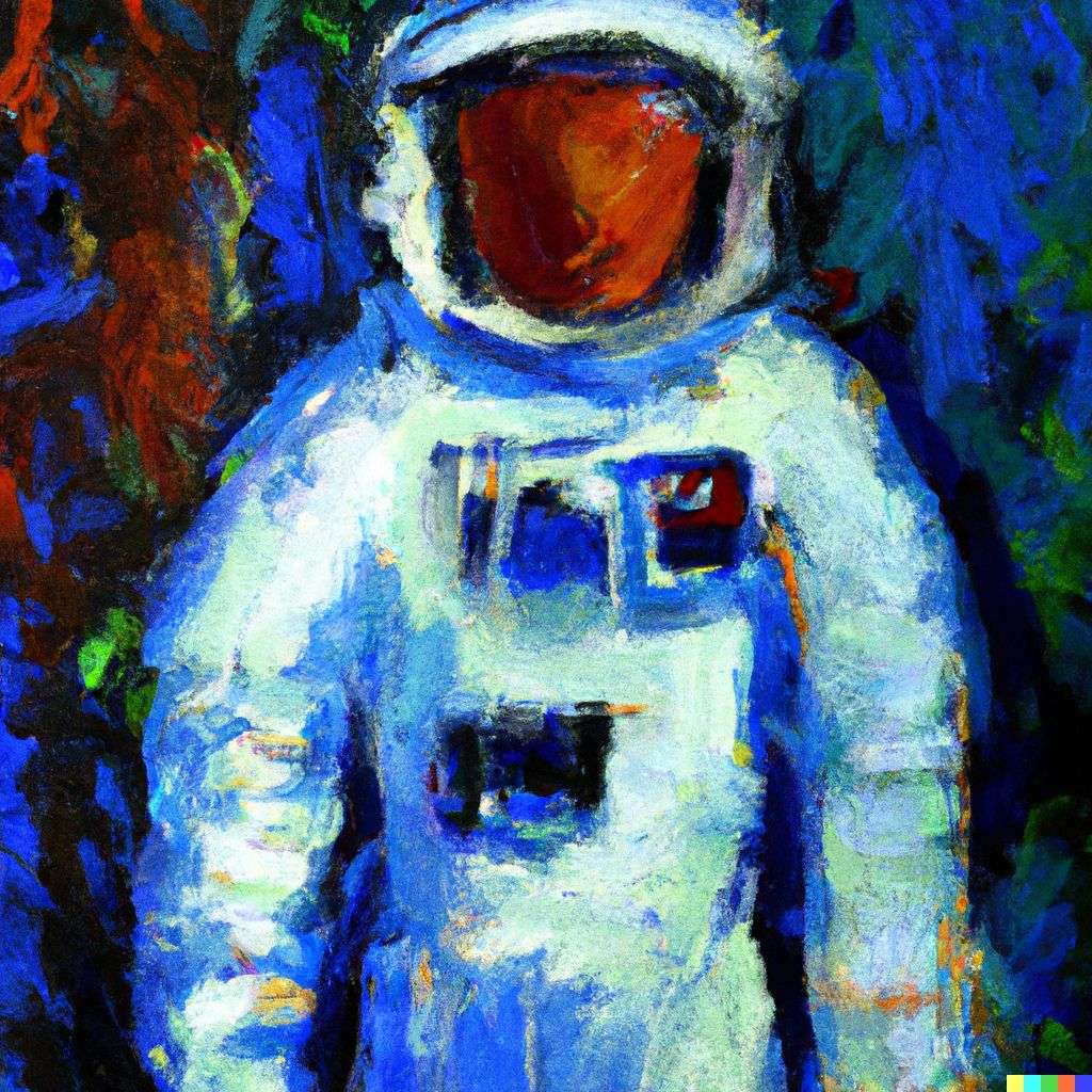 an astronaut, painting, impressionism style